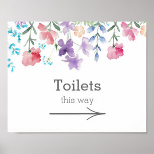 Hübsche Wildblumen Gartenduschen Toilettenschild Poster