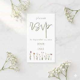 Hübsche Wildblumen Hochzeit rsvp Begleitkarte