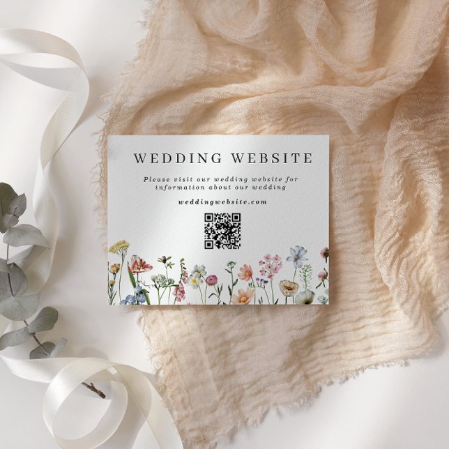 Hübsche Wildblumen Hochzeiten Website QR Code Begleitkarte (Von Creator hochgeladen)