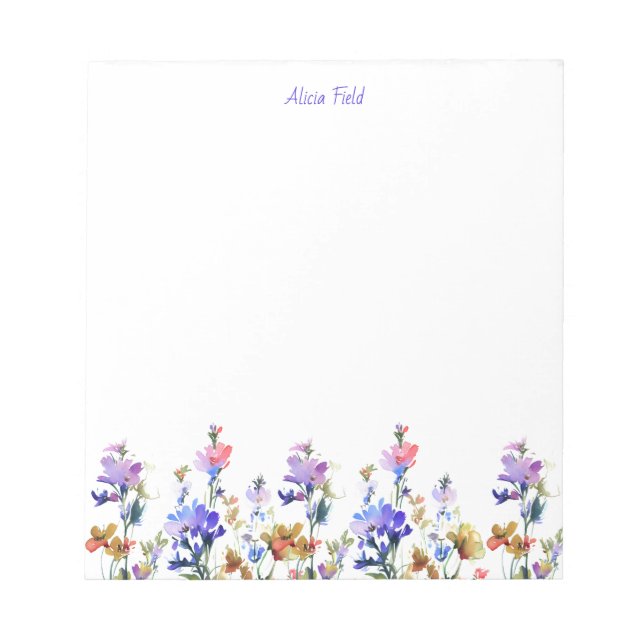 Hübsche Wildblumen | Ihr Name Notizblock (Vorderseite)