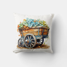 Hübsche Wildblumen in einem Holzwagen Kissen