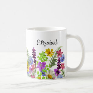 Hübsche Wildblumen mit individuelle Name Frauen Kaffeetasse