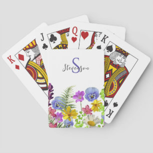 Hübsche Wildblumen mit individuellem Namen und Mon Spielkarten