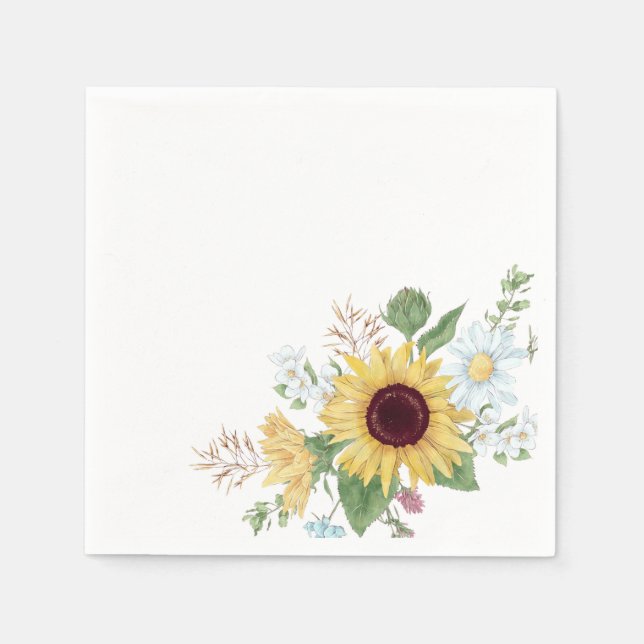 Hübsche Wildblumen mit Sonnenblumen und Daisy Serviette (Vorderseite)