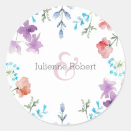 Hübsche Wildblumen Rustikale Blumenzange Runder Aufkleber