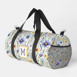 Hübsche Wildblumen Rustikale Flora Mit Monogramm Duffle Bag