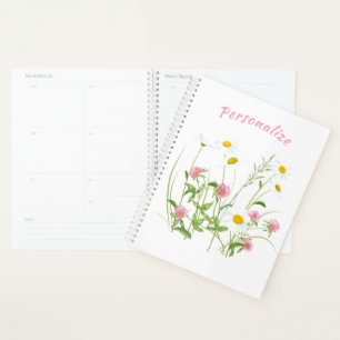 Hübsche Wilde Blume Daisy Carnation Personalisiert Planer