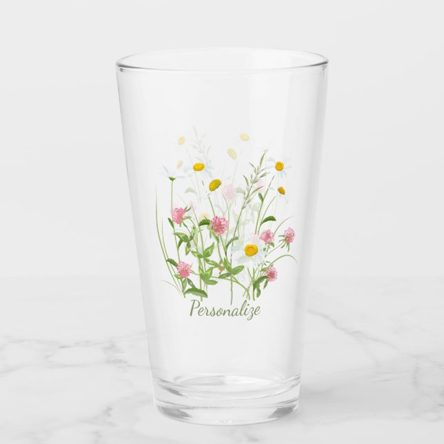 Hübsche wilde Blume Daisy Carnation Pink Glas (Vorderseite)