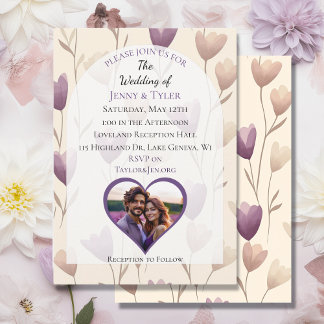 Hübsche Wilde Blume Lila Botanische Hochzeit  Einladung