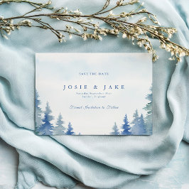 Hübsche Winterkiefernbäume Hochzeit speichern das  Save The Date