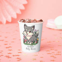 Hübsche Wolf-Babydusche Pappbecher