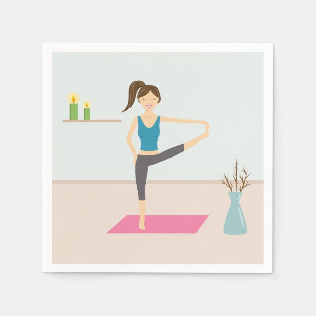 Hübsche Yoga-Frauen in einem stilvollen Zimmer Serviette (Vorderseite)