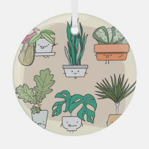 Hübsche Zimmerpflanzen: Farbige Botanik. Ornament Aus Glas