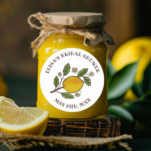 Hübsche Zitronen BRIDAL SHOWER Rustikal INDIVIDUEL Runder Aufkleber