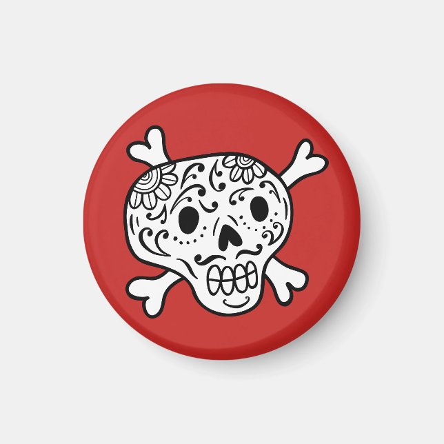 Hübsche Zuckerschädel Magnet (Vorne)