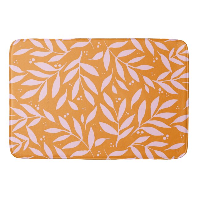 Hübsche Zweige - orange und rosa Badematte (Vorderseite)