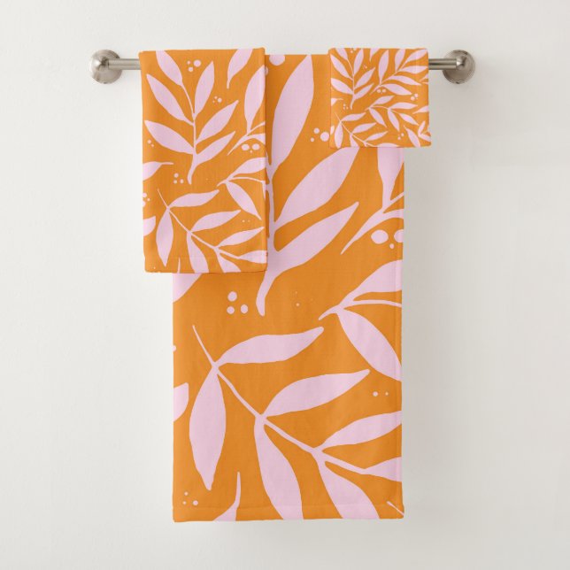 Hübsche Zweige - orange und rosa Badhandtuch Set (Insitu)
