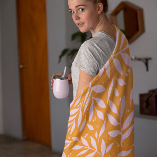 Hübsche Zweige - orange und rosa Fleecedecke