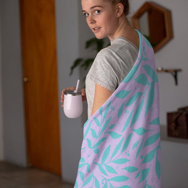 Hübsche Zweige - türkis und violett Fleecedecke (Von Creator hochgeladen)