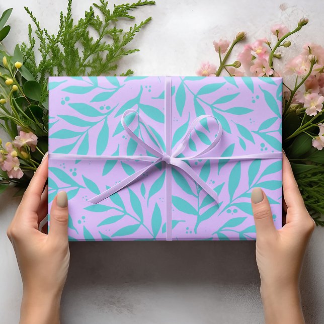 Hübsche Zweige - türkis und violett Geschenkpapier Set (Von Creator hochgeladen)
