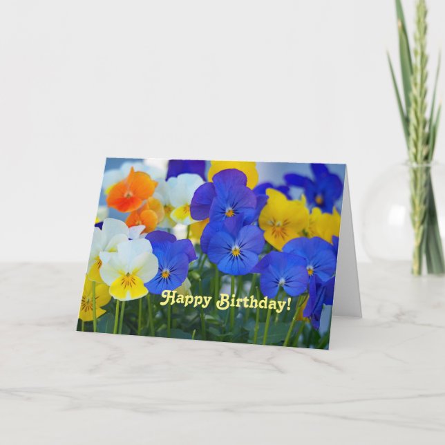 Hübschen Lila Stiefmütterchen Blumenkohl Foto Gebu Karte (Vorderseite)