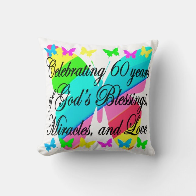 HÜBSCHER 60. GEBURTSTAG GOTT LIEBING PILLOW KISSEN (Vorderseite)