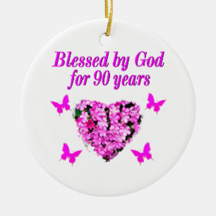 HÜBSCHER 90. GEBURTSTAG KERAMIKORNAMENT