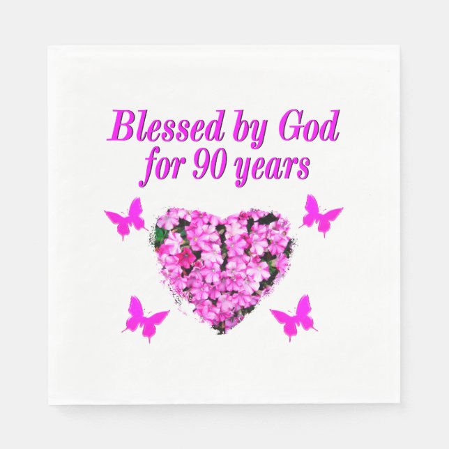 HÜBSCHER 90. GEBURTSTAG SERVIETTE (Vorderseite)