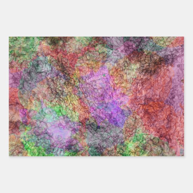 Hübscher Abstrakter Mix aus wirbelfarbenen Pastell Geschenkpapier Set (Vorderseite)