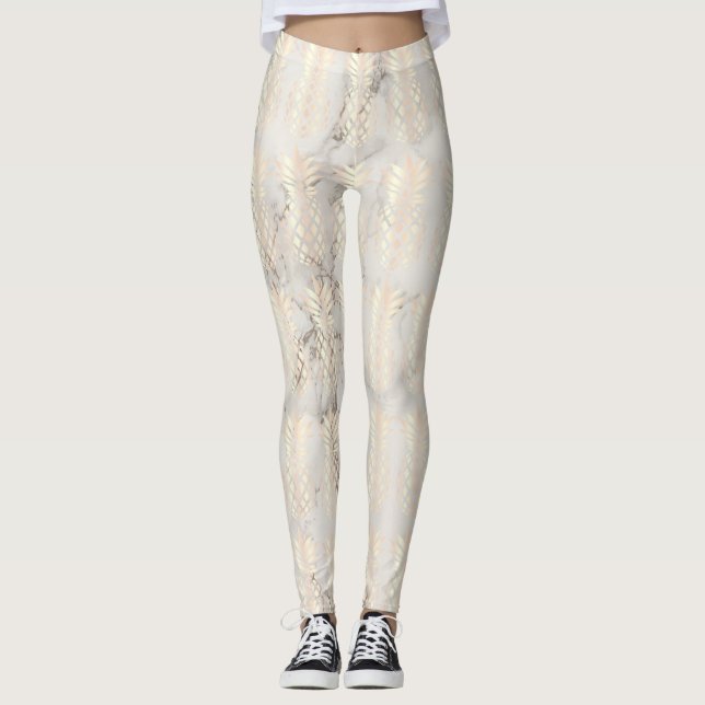 Hübscher Ananas-Marmor aus Kupfer-Rose Leggings (Vorderseite)