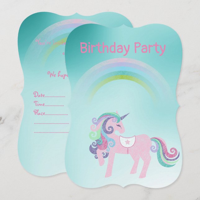 Hübscher Aqua-Regenbogen zum Geburtstag Einladung (Vorne/Hinten)
