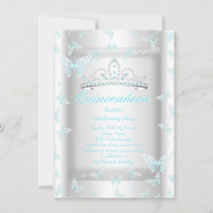 Hübscher Aquamariner Blue Quinceanera Party Tiara Einladung
