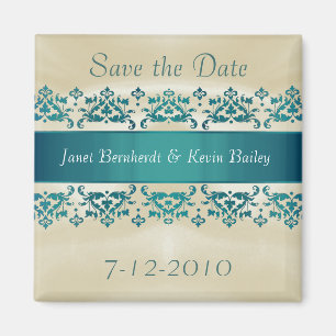 Hübscher Aquamariner Damast Speichern Sie den Datu Magnet