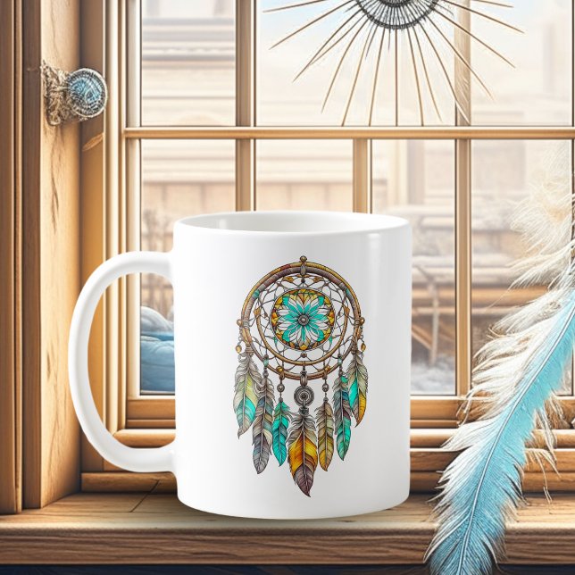 Hübscher Aquamariner und brauner Dreamcatcher Kaffeetasse (Von Creator hochgeladen)