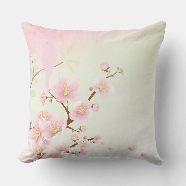 Hübscher asiatischer Rosa Kirschblossom Kissen (Vorderseite)