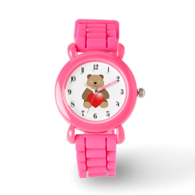 Hübscher Bär mit Herz Armbanduhr (Vorderseite)
