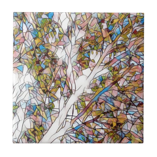 Hübscher Baum des Leben-befleckten Glases Fliese (Vorderseite)