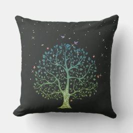 Hübscher Baum, Vögel und Sternenkissen Kissen