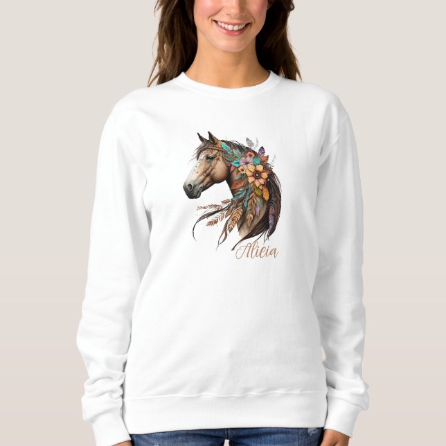 Hübscher Bay Horse T - Shirt mit Namen (Vorderseite)