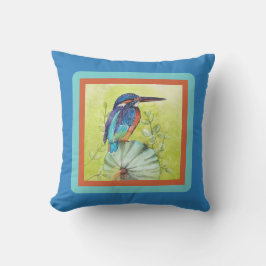 Hübscher bemalter Kolibri auf blau Kissen