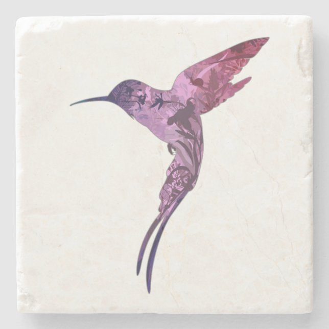 Hübscher bemalter Kolibri Steinuntersetzer (Vorderseite)