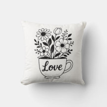 Hübscher Black Tee Cup mit Blume Design