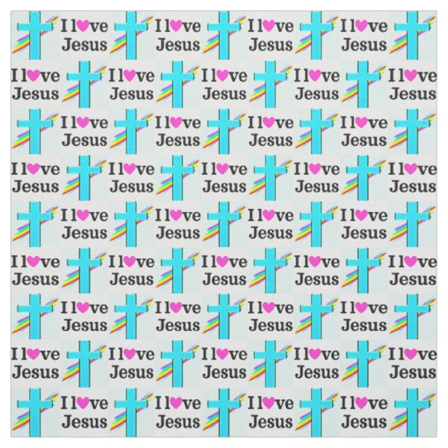 HÜBSCHER BLAUE CROSS I LIEBE JESUS STOFF (Muster)