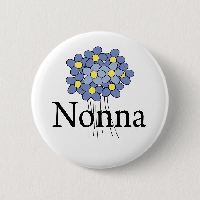 Hübscher blauer Blume Nonna T - Shirt Button (Vorderseite)