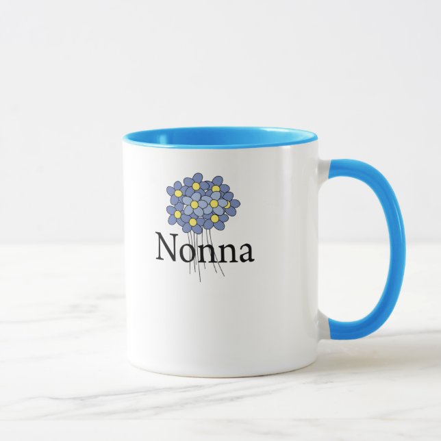 Hübscher blauer Blume Nonna T - Shirt Tasse (Rechts)
