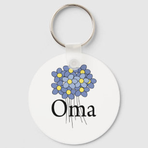 Hübscher blauer Blume Oma T - Shirt Schlüsselanhänger