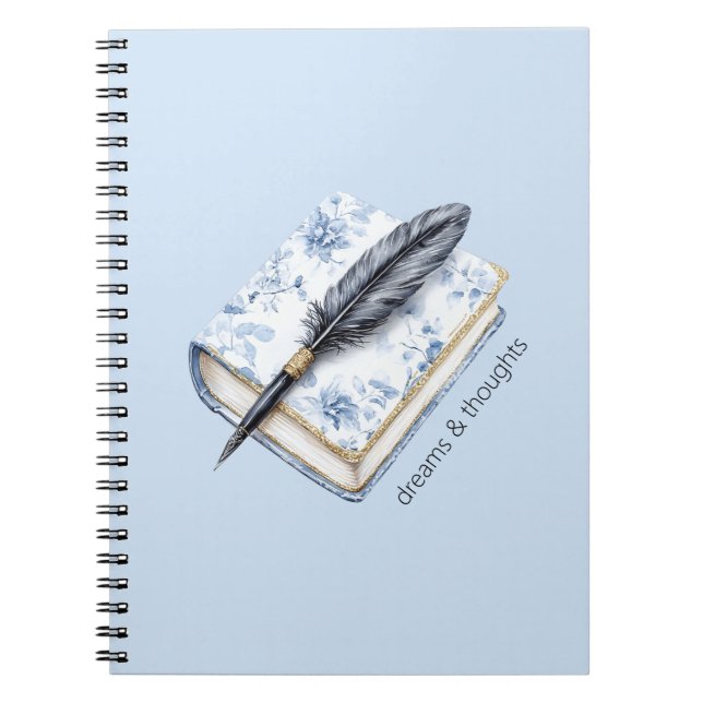Hübscher blauer Blumenfederstift Notizblock (Vorderseite)