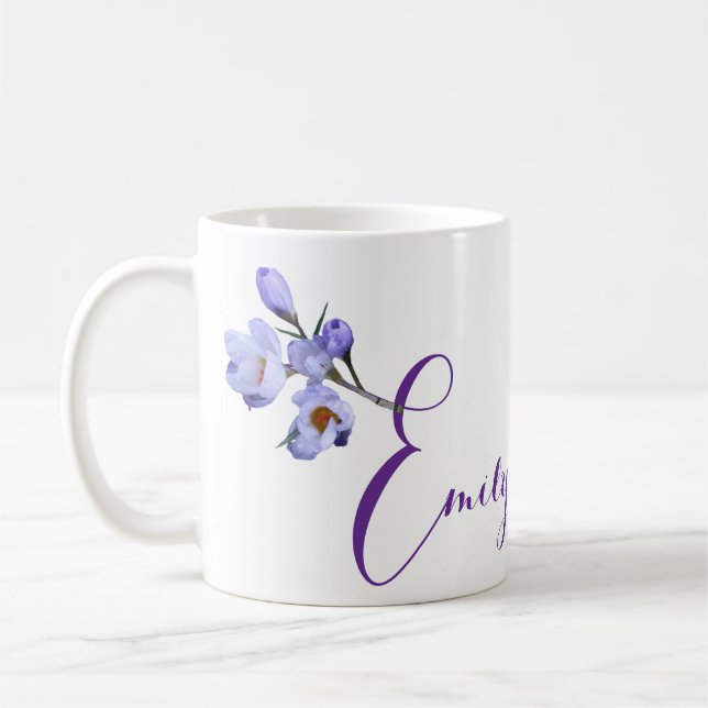 Hübscher blauer Crocus floral Kaffeetasse (Links)