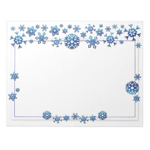 Hübscher blauer Glitzer Winterschneeflocken Weihna Notizblock