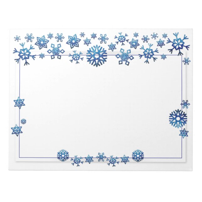 Hübscher blauer Glitzer Winterschneeflocken Weihna Notizblock (Vorderseite)